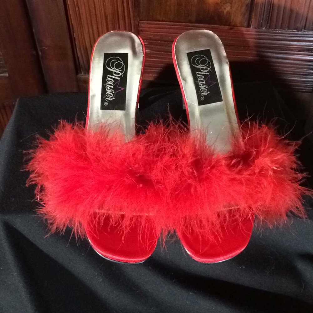 Pleaser shoes back out Glass Heels Red
